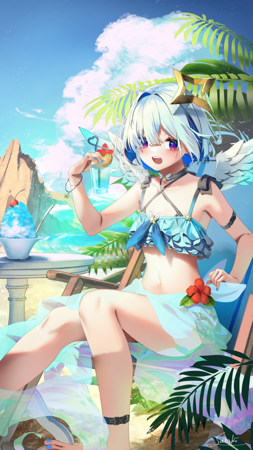 amane_kanata angel bikini hololive saraki see_through swimsuits wings