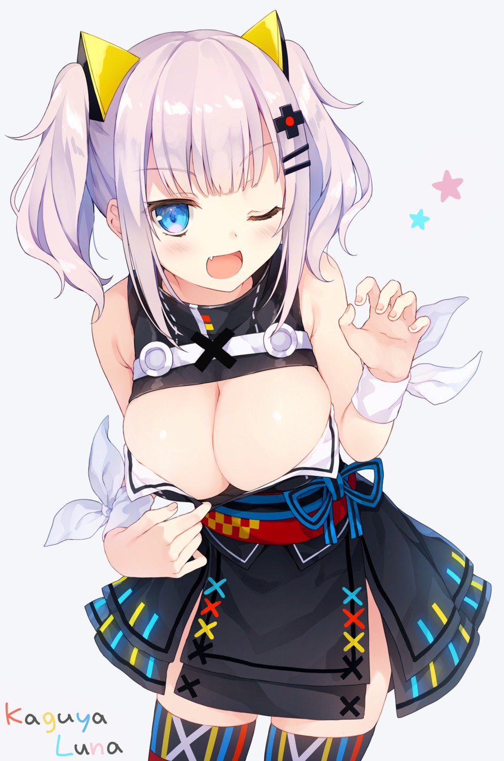 cleavage kaguya_luna no_bra rurudo the_moon_studio thighhighs undressing