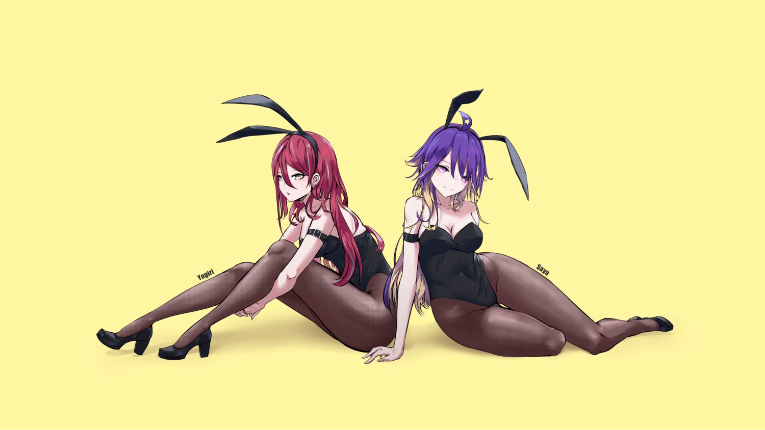 animal_ears bunny_ears bunny_girl cleavage dadadidada heels hololive hololive_china no_bra pantyhose saya_(virtuareal) virtuareal yogiri_(hololive)