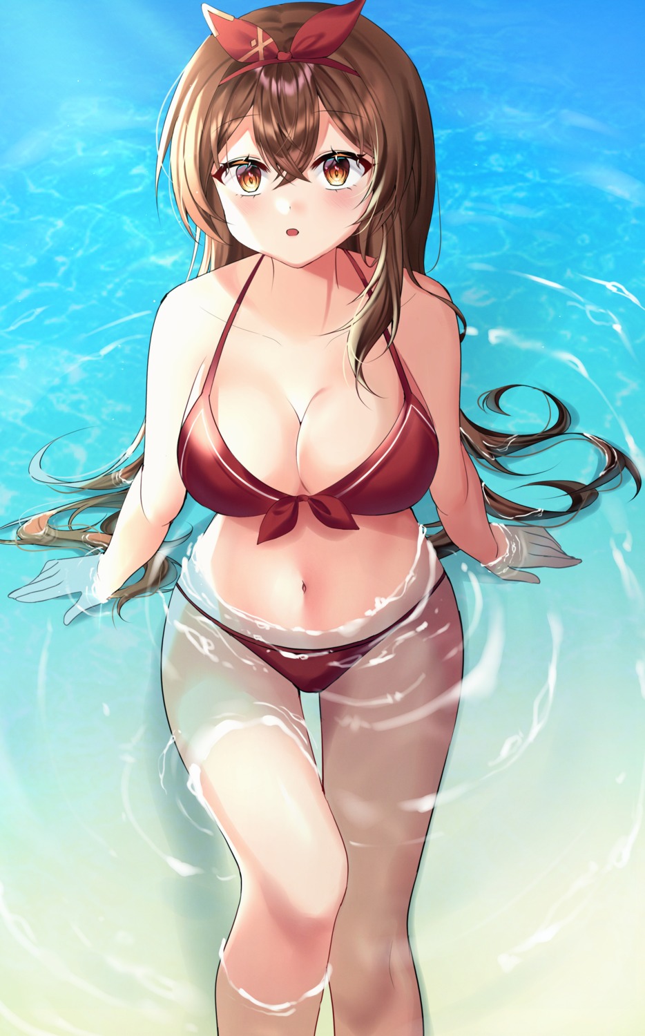amber_(genshin_impact) bikini cleavage educk genshin_impact swimsuits wet