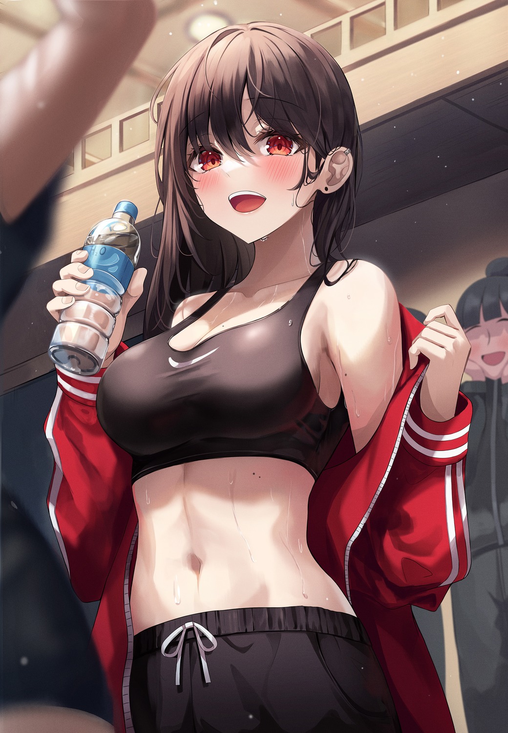 bra cleavage gongha gym_uniform open_shirt undressing wet