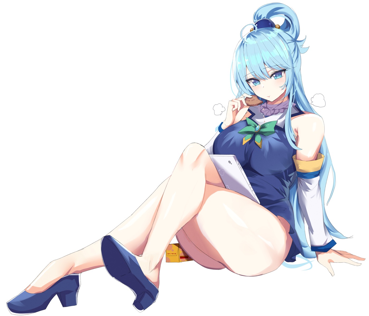 aqua_(konosuba) hanasaka_houcha heels kono_subarashii_sekai_ni_shukufuku_wo! nopan skirt_lift