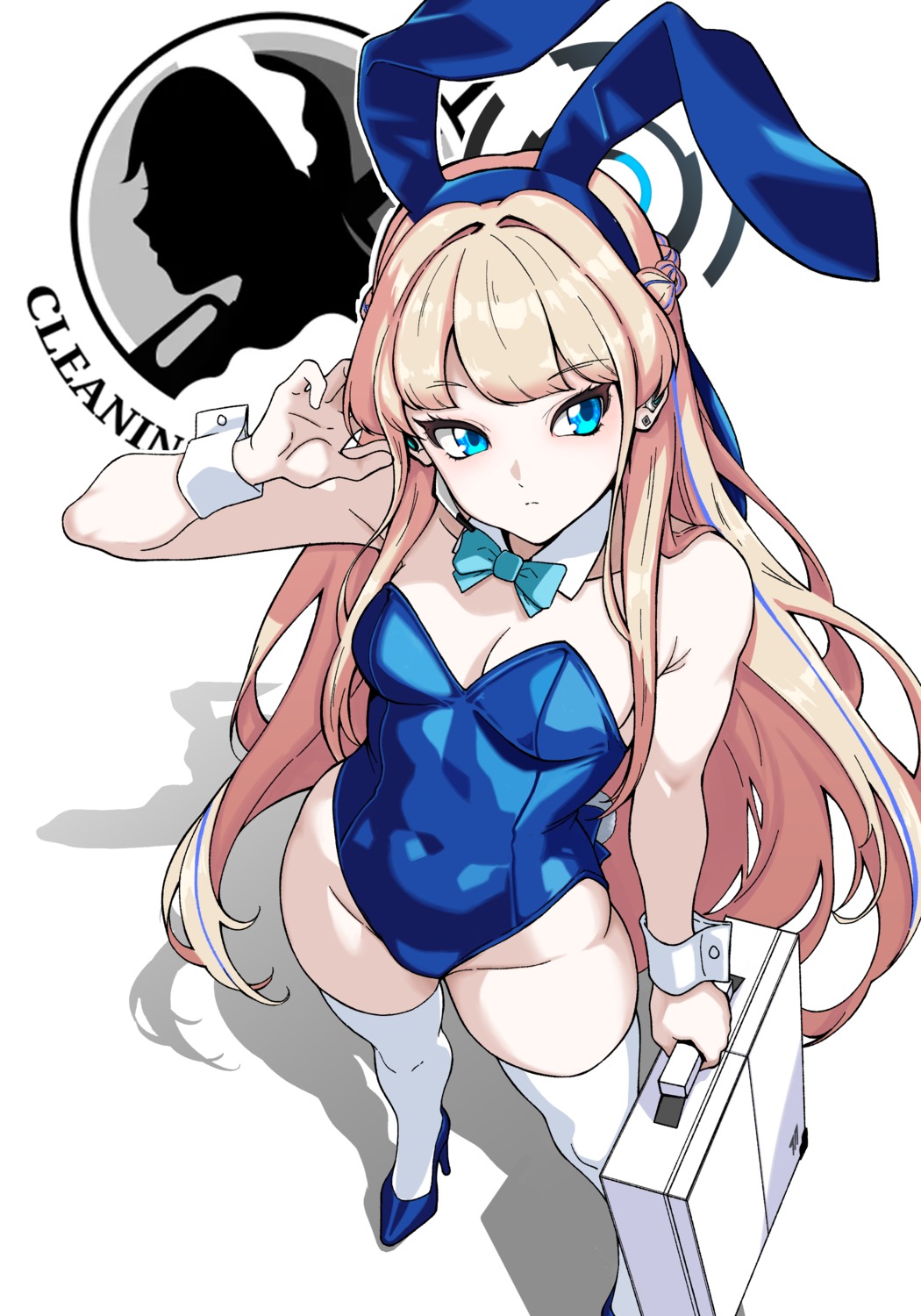 animal_ears asuma_toki blue_archive bunny_ears bunny_girl halo heels no_bra parabi tail thighhighs