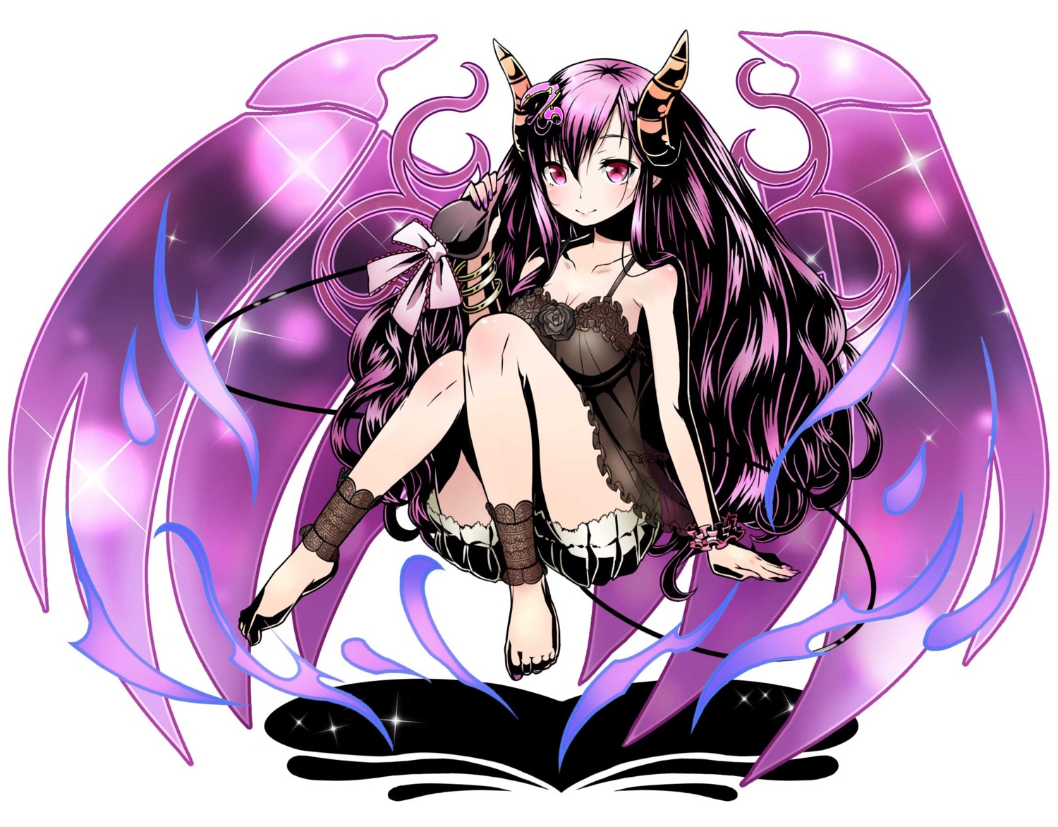 cleavage devil divine_gate feet horns lingerie pointy_ears see_through tail ucmm wings