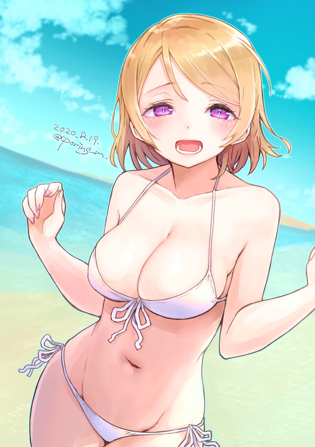 bikini cleavage koizumi_hanayo love_live! miyamae_porin swimsuits