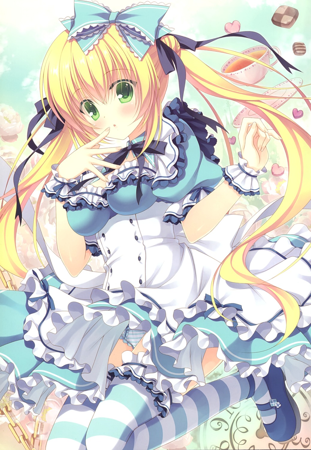 allegro_mistic aria-chan dress garter heels pantsu shimapan skirt_lift takano_yuki thighhighs