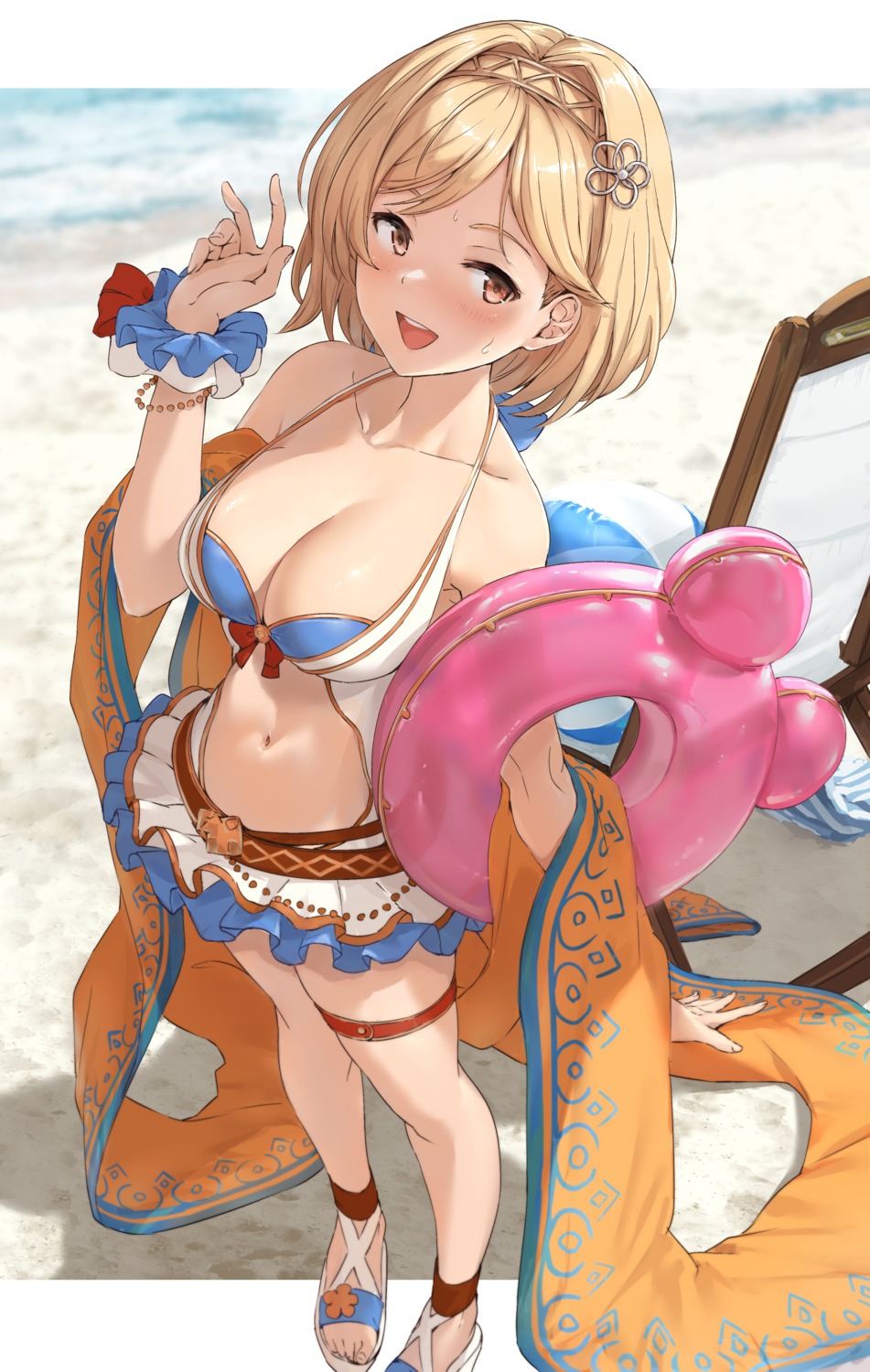 akita_hika cleavage djeeta_(granblue_fantasy) garter granblue_fantasy swimsuits