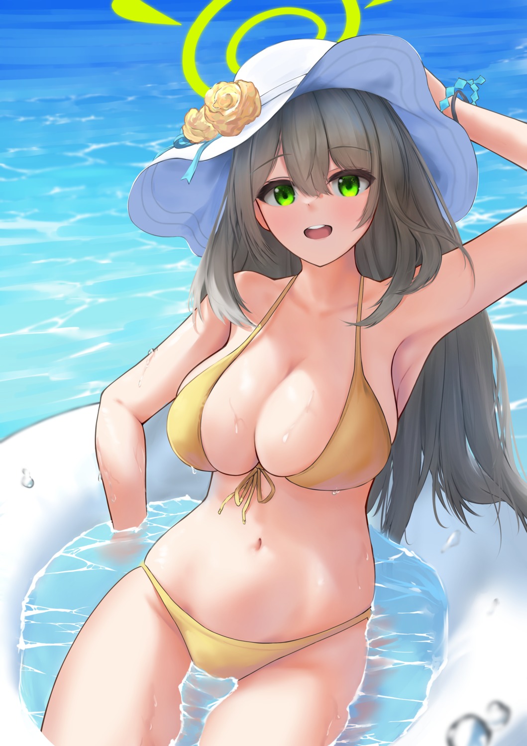 bikini blue_archive halo izayoi_nonomi swimsuits turboflower wet