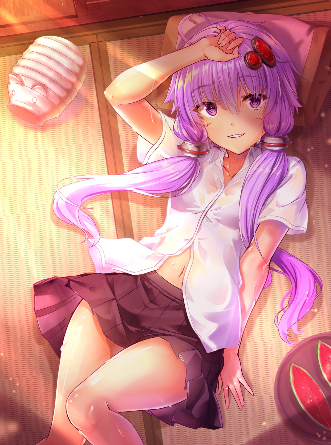 bra bug see_through seifuku skirt_lift voiceroid wet wet_clothes yuzuki_yukari