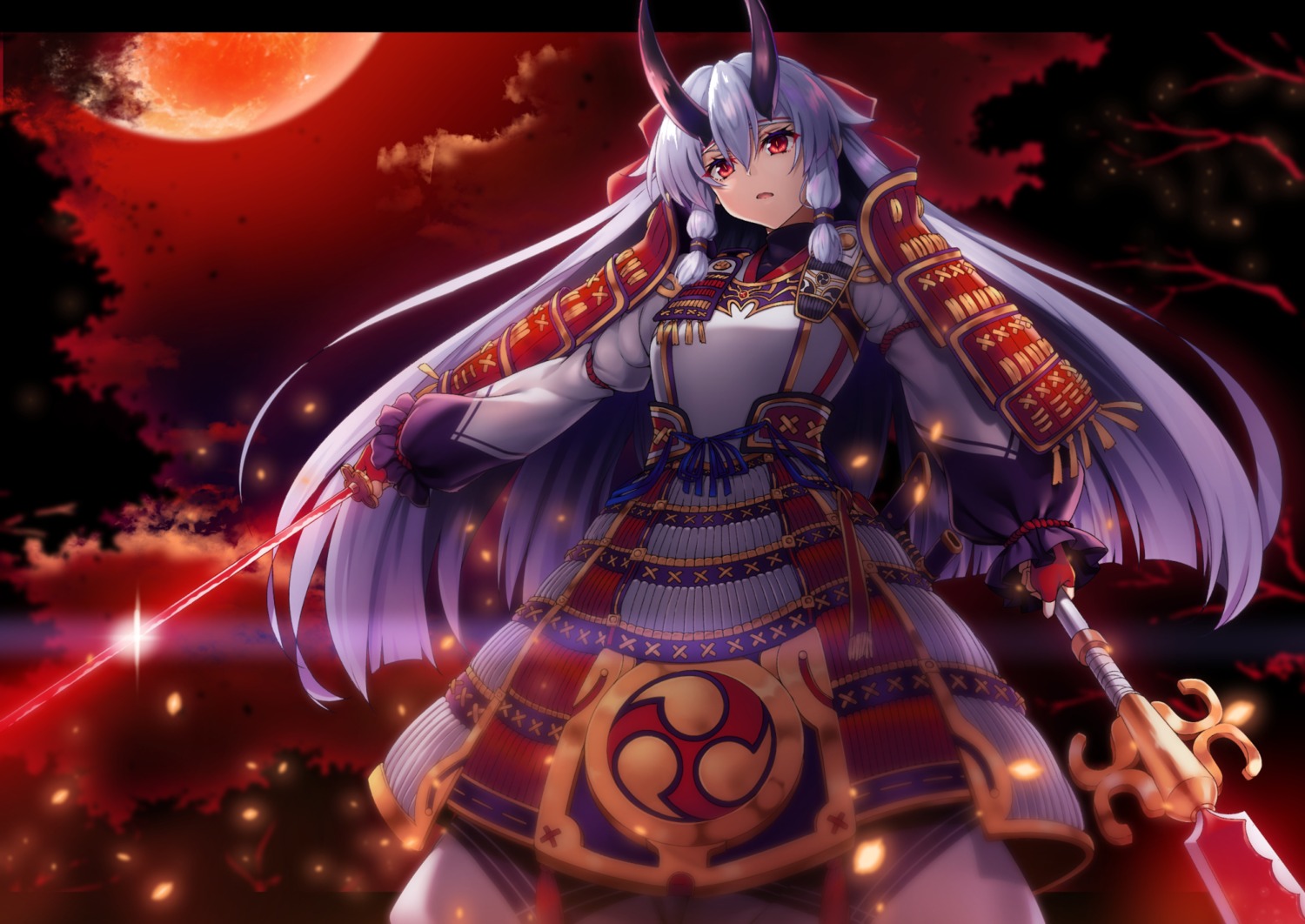 armor fate/grand_order horns raiou sword tomoe_gozen_(fate/grand_order) weapon