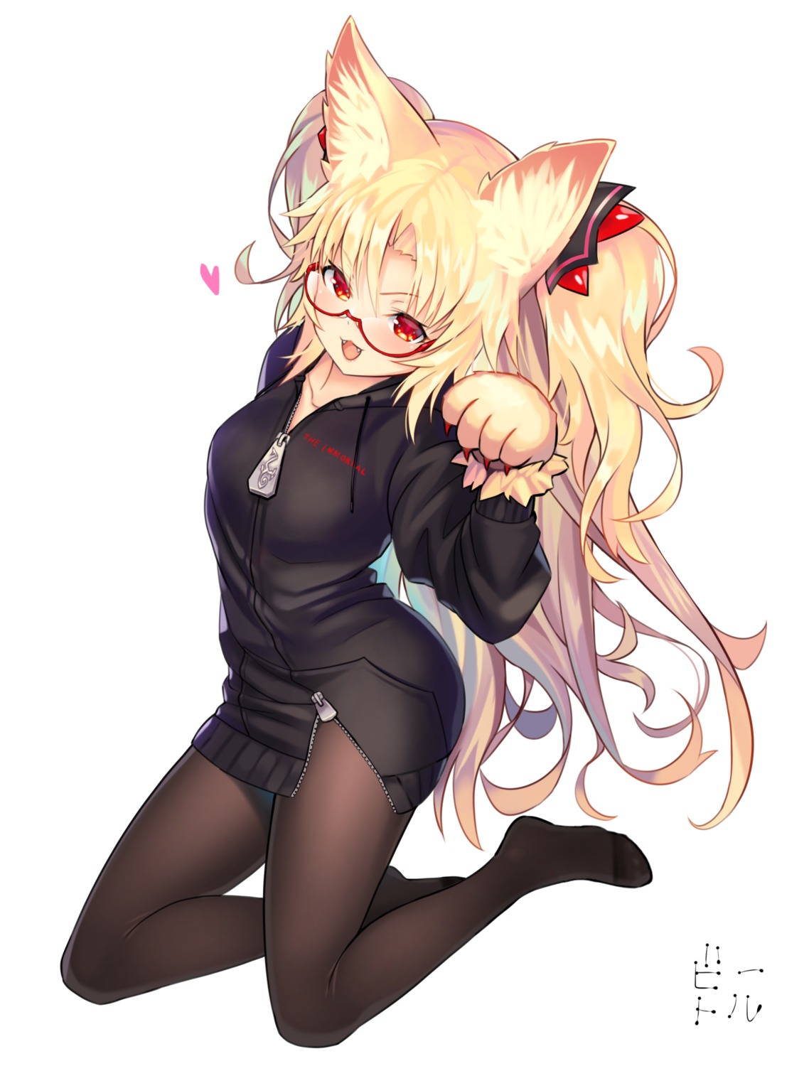 akatsuki_uni animal_ears bettle_(b_s_a_n) megane nekomimi pantyhose uni_create