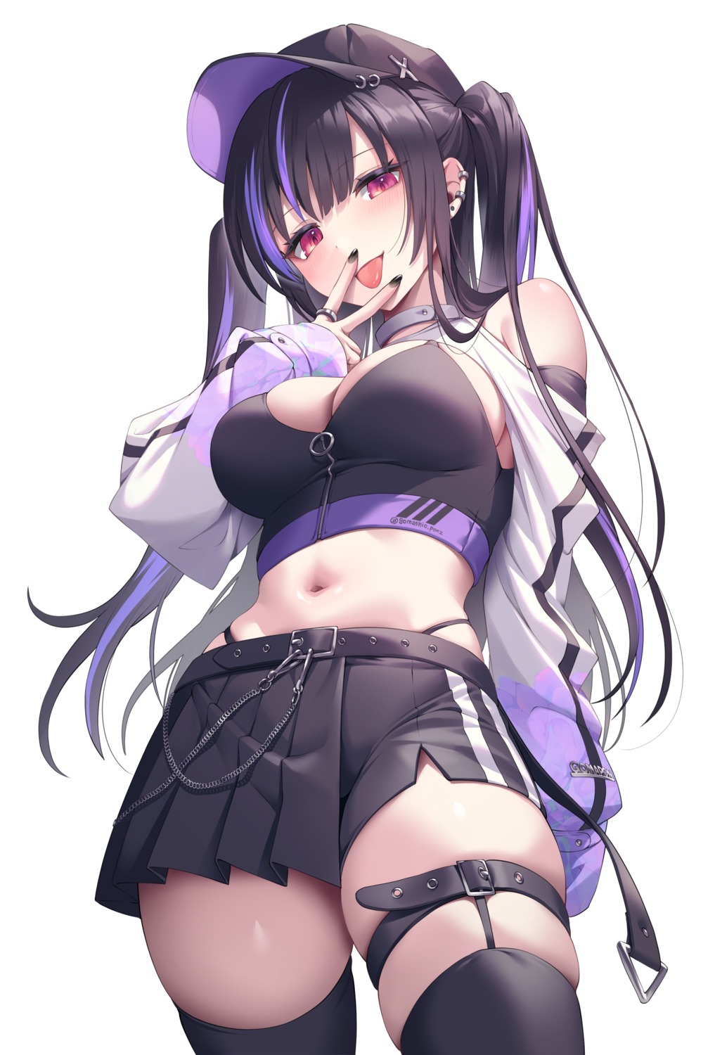 garter gomashio_ponz no_bra stockings thighhighs