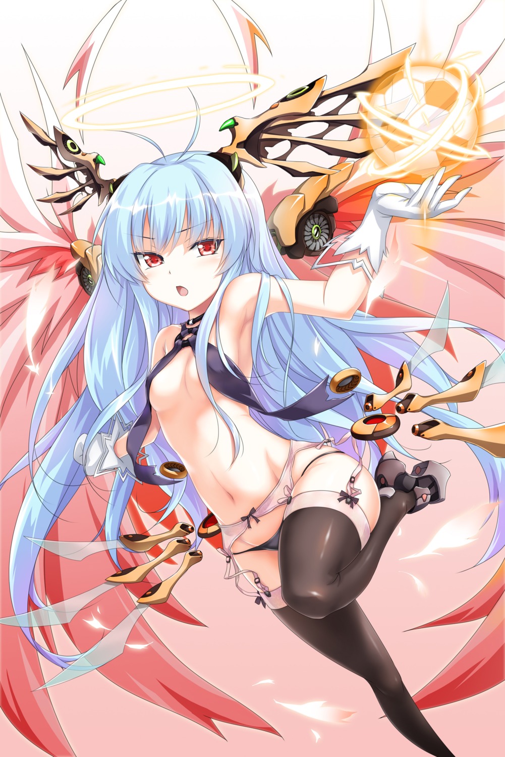 19_(artist) erect_nipples heels no_bra pantsu panty_pull soccer soccer_spirits stockings thighhighs underboob wings