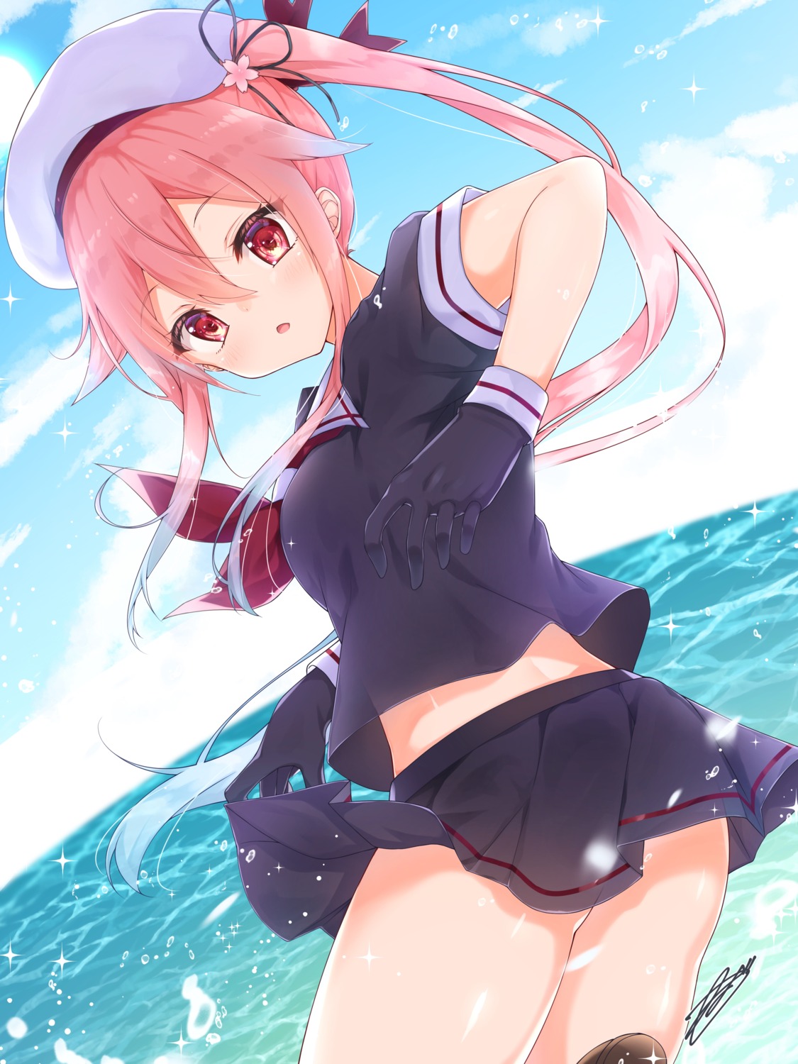 amatsuji harusame_(kancolle) kantai_collection seifuku skirt_lift