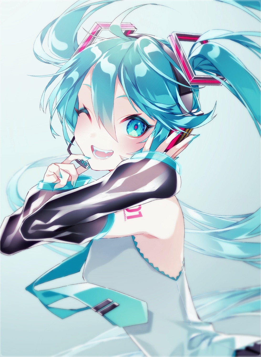 1055 hatsune_miku headphones tattoo vocaloid