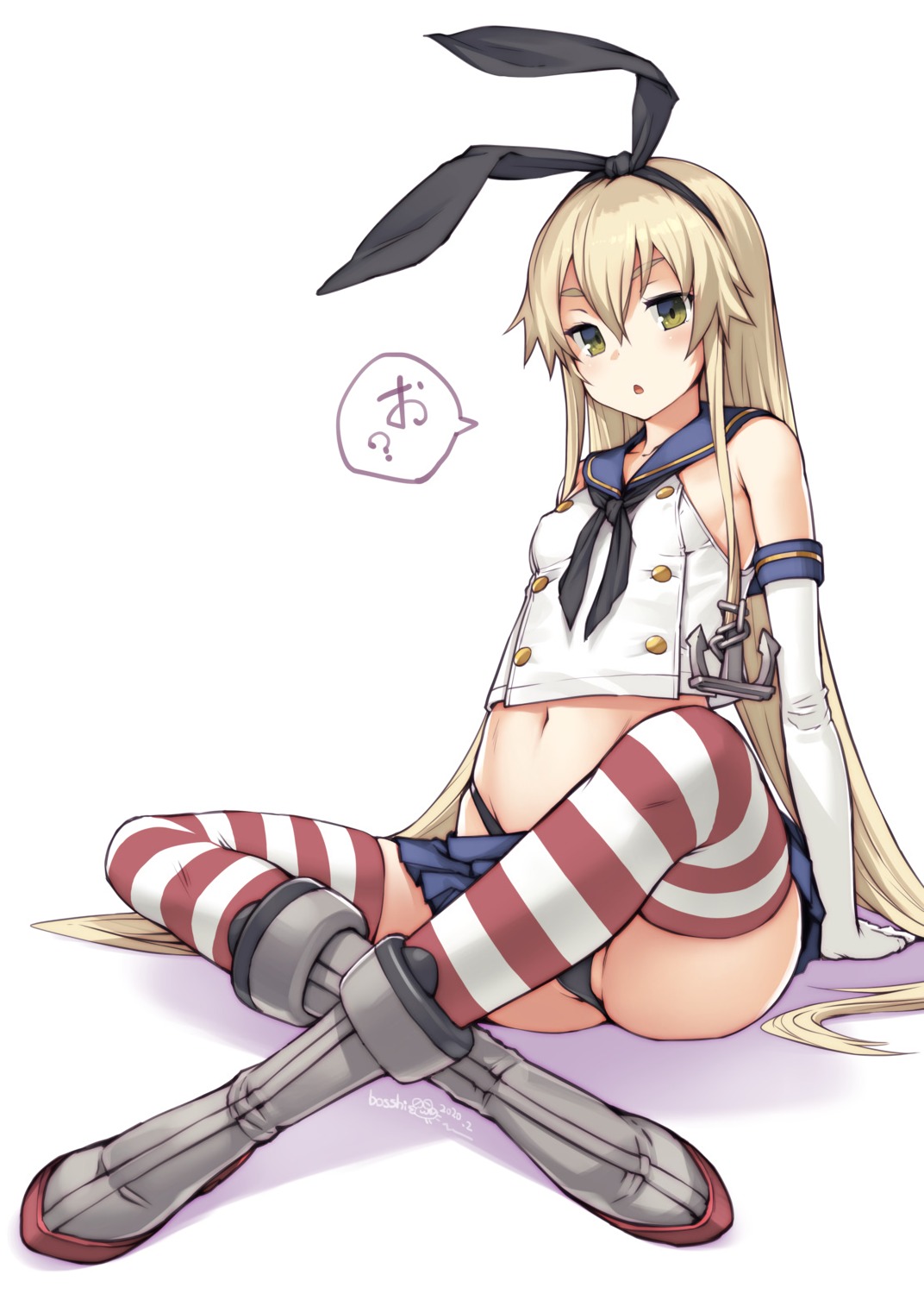 animal_ears bosshi bunny_ears erect_nipples kantai_collection loli pantsu seifuku shimakaze_(kancolle) skirt_lift thighhighs thong