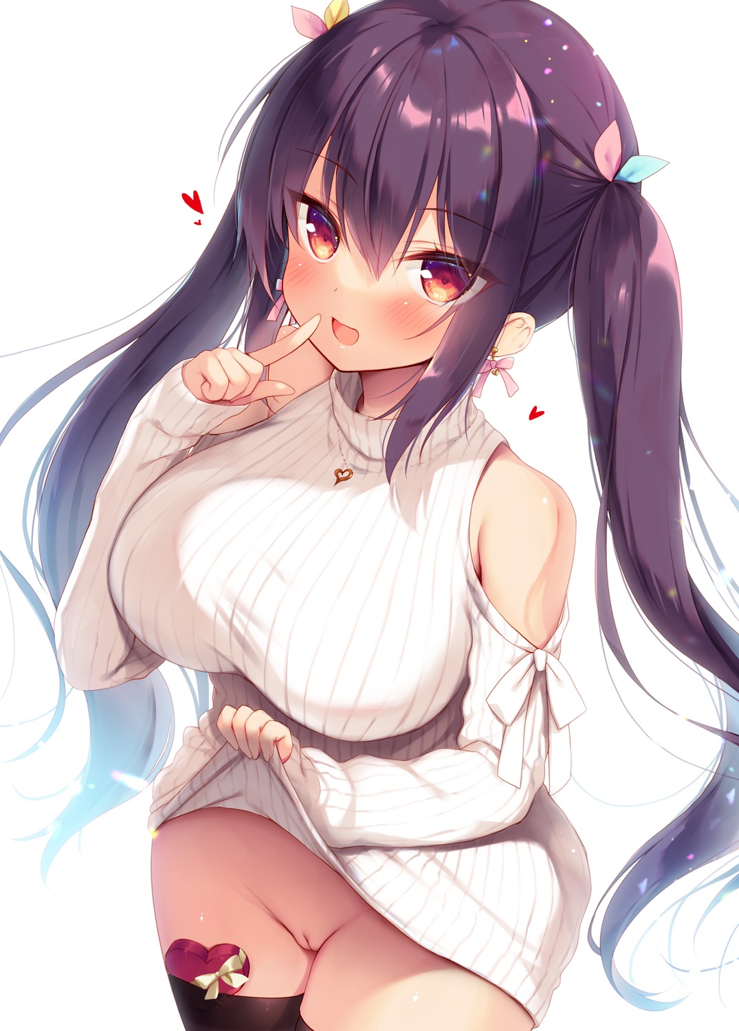 23.4° dress ichiri nopan pussy skirt_lift sweater thighhighs uncensored valentine