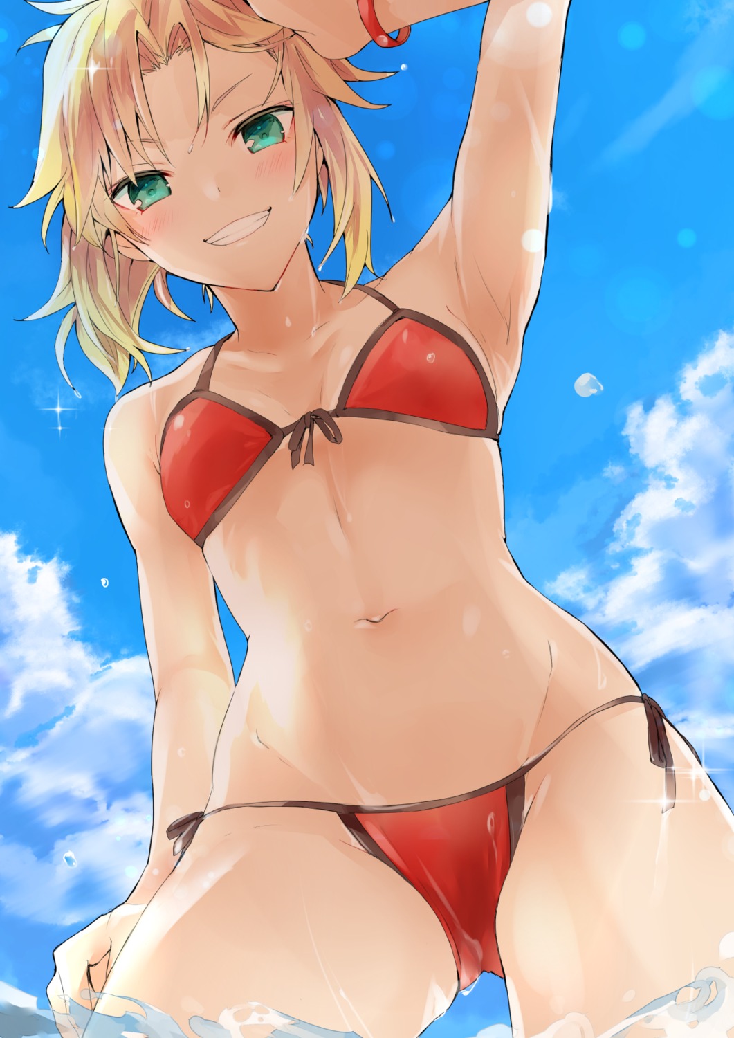 bikini cleavage fate/apocrypha fate/grand_order fate/stay_night mordred_(fate) swimsuits tomozero wet