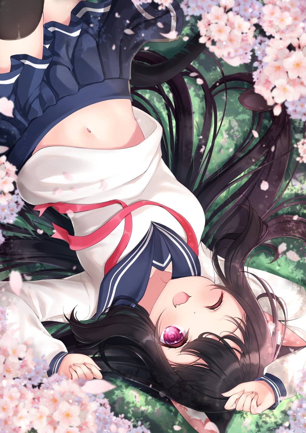 animal_ears mirai_(happy-floral) nekomimi seifuku tail thighhighs