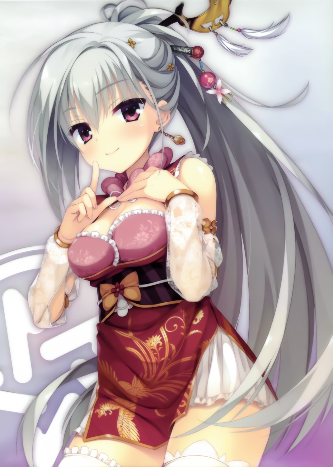asian_clothes chinadress cleavage dracu-riot! elina_olegovna_obeh kobuichi overfiltered see_through thighhighs yuzu-soft