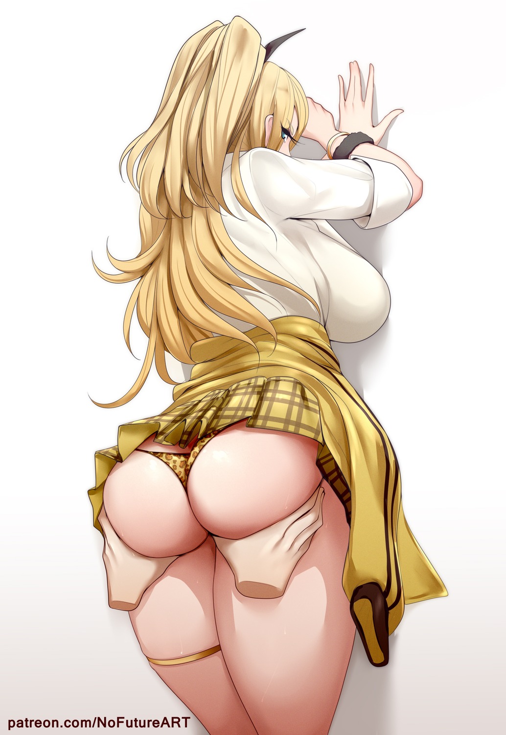 ass ass_grab garter goddess_of_victory:_nikke nofuture pantsu rupee_(nikke) seifuku skirt_lift thong