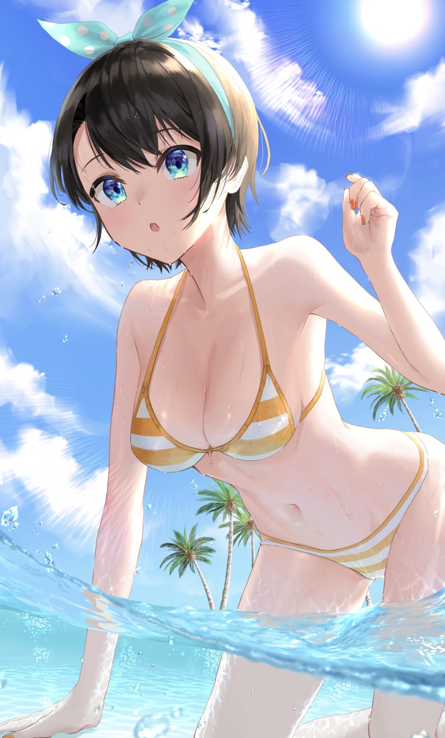 bikini hololive narukami_arei oozora_subaru swimsuits wet