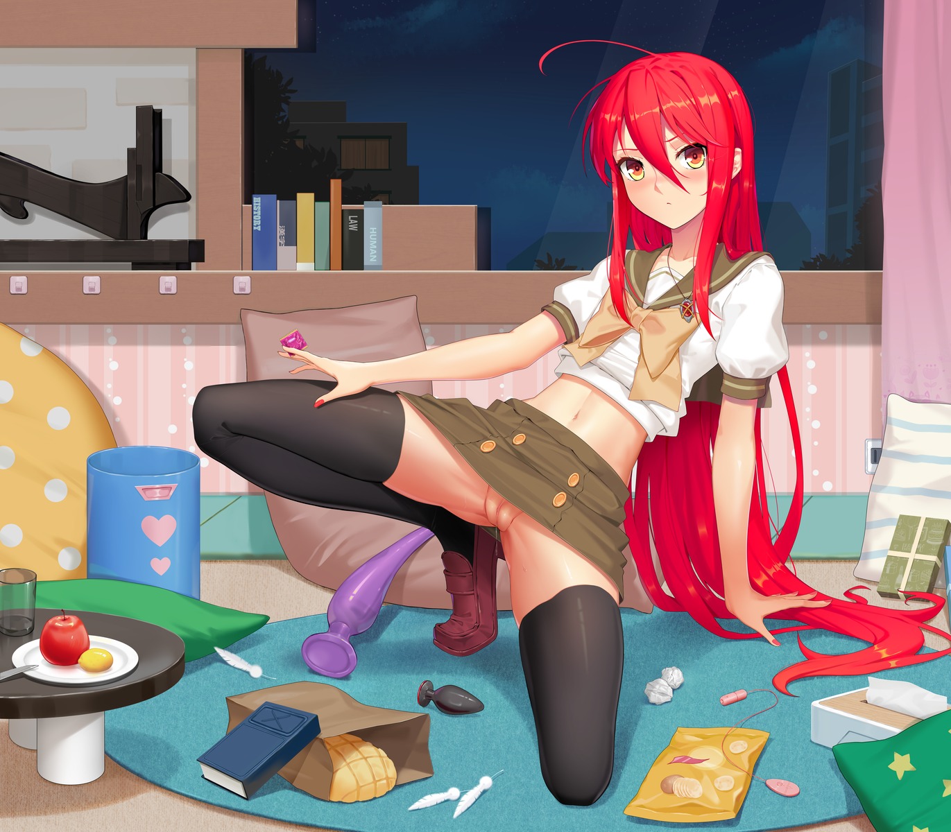 nopan pussy pussy_juice seifuku shakugan_no_shana shana skirt_lift sonikey0_0 thighhighs uncensored