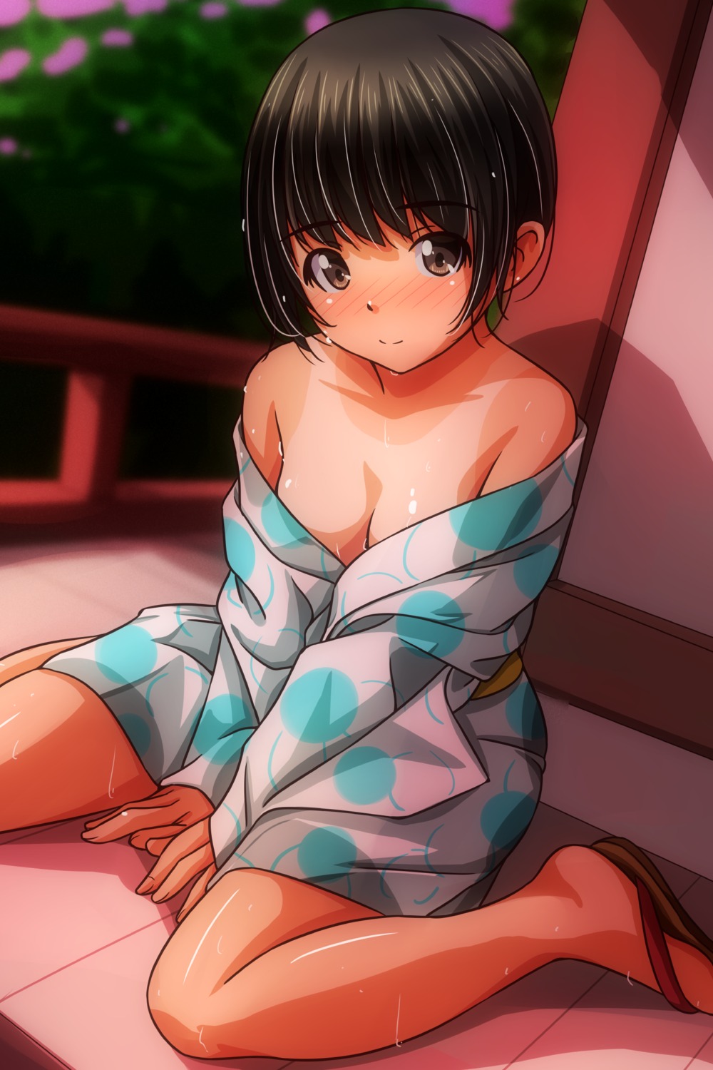 matsunaga_kouyou no_bra open_shirt tan_lines wet yukata