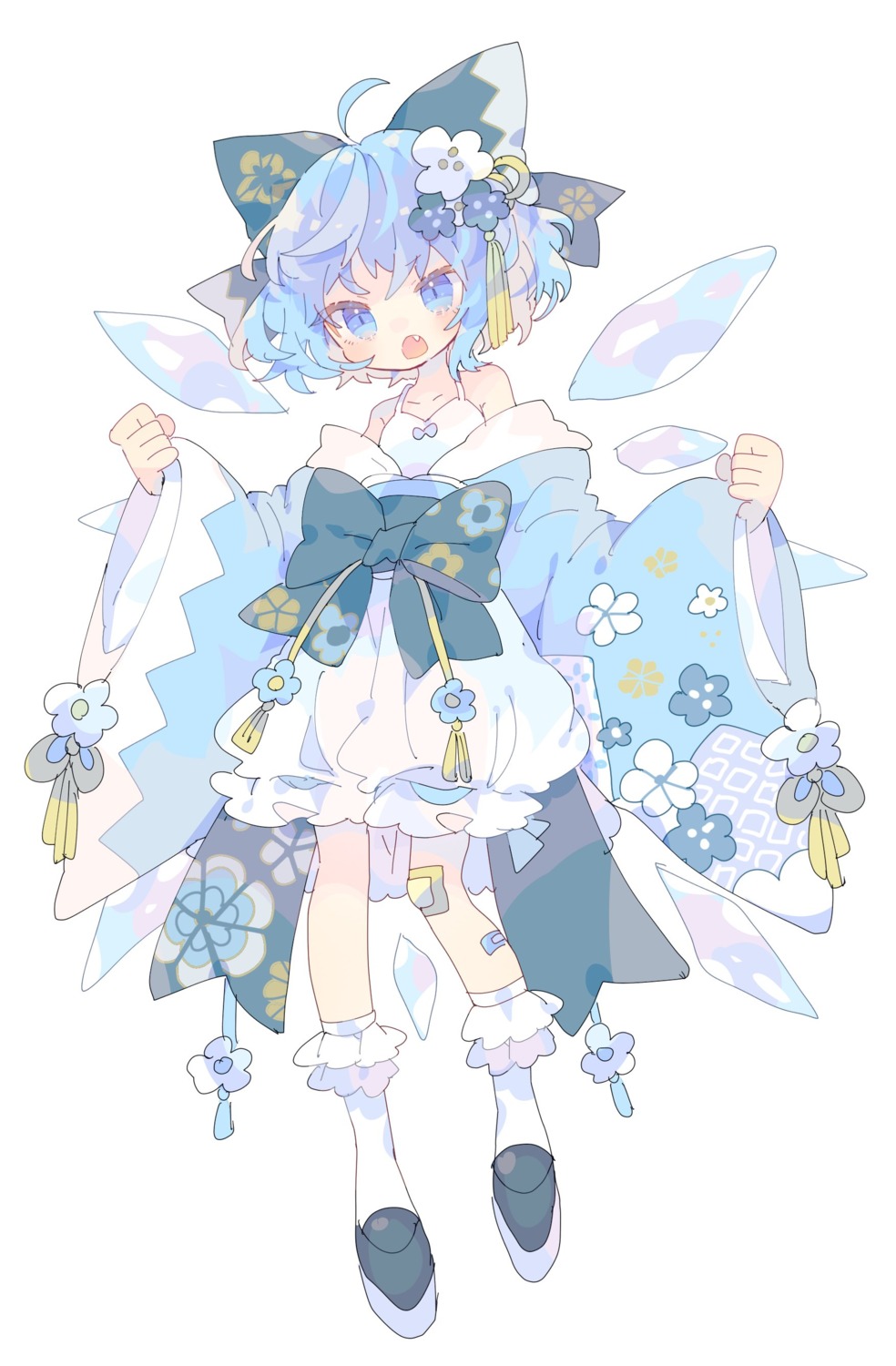 bandaid cirno japanese_clothes nikorashika touhou wings