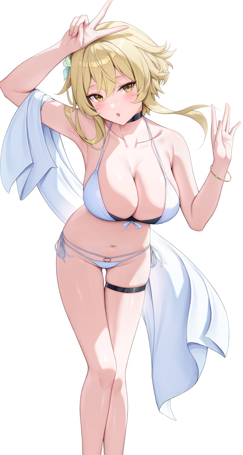 bikini garter genshin_impact lumine rosumerii swimsuits