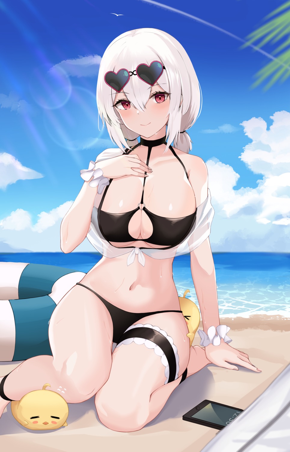 azur_lane bikini garter manjuu_(azur_lane) megane open_shirt see_through sirius_(azur_lane) swimsuits tio_(005)