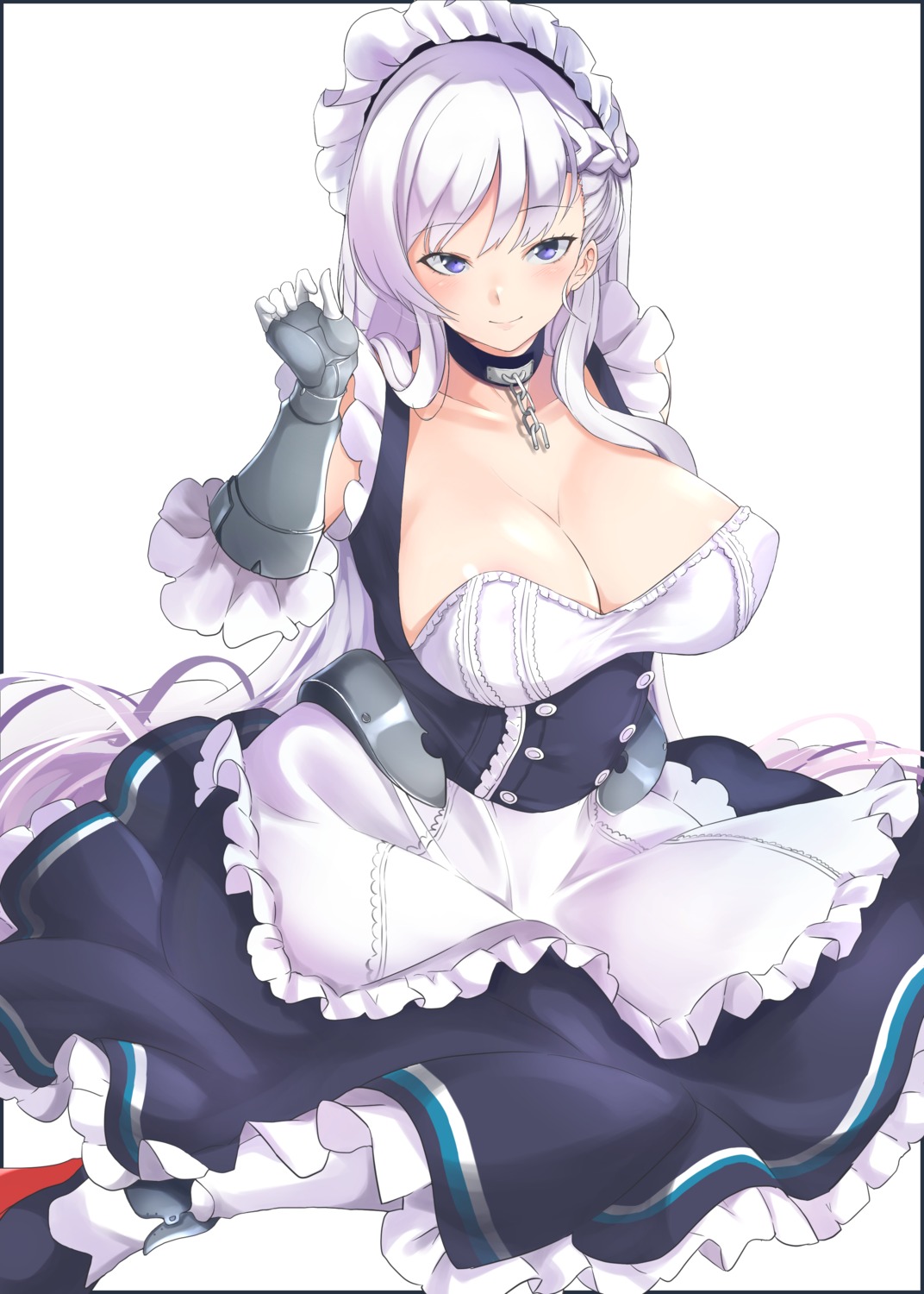 armor azur_lane belfast_(azur_lane) maid mizuno_tera no_bra