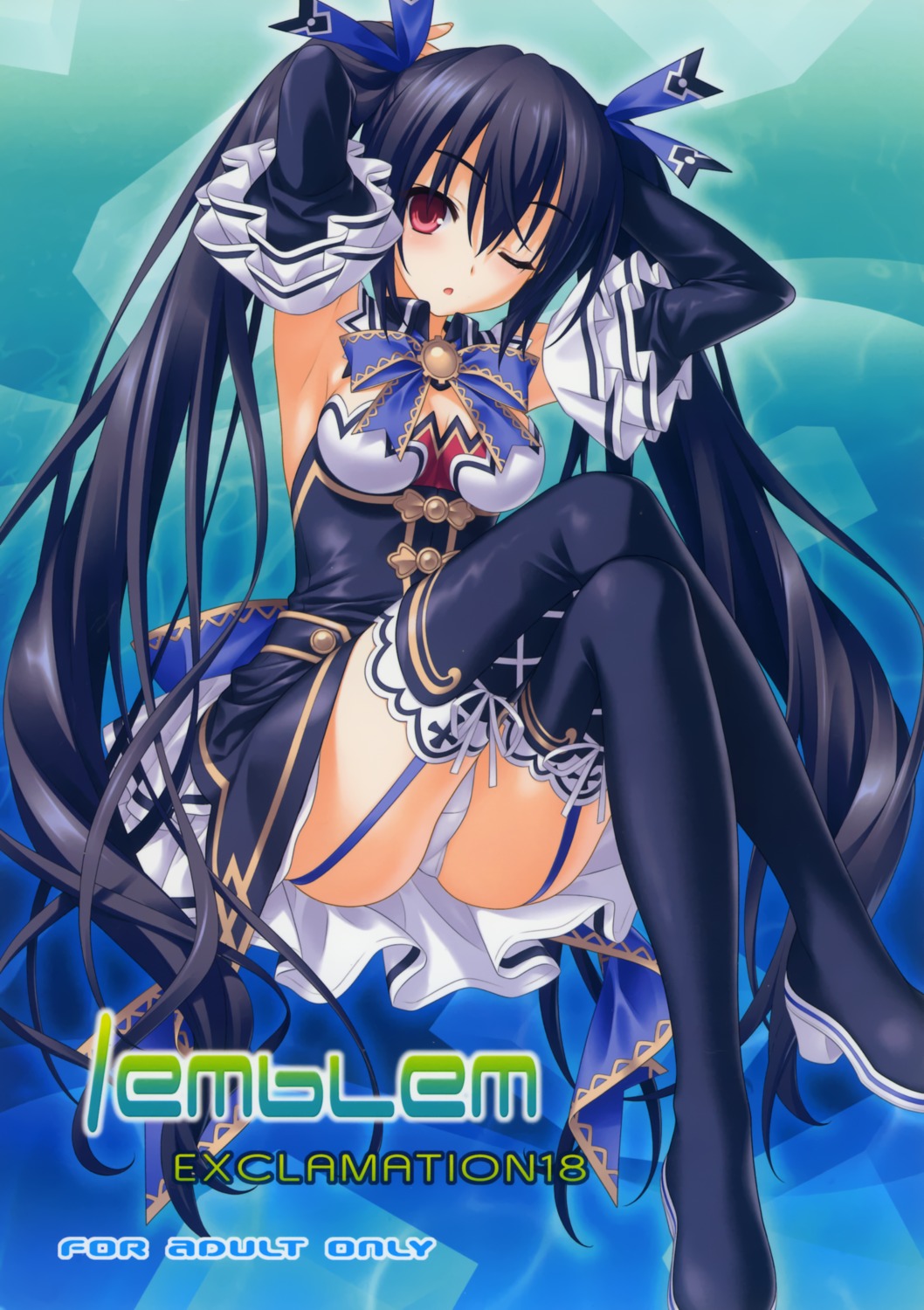 choujigen_game_neptune exclamation hashimoto_takashi heels noire pantsu stockings thighhighs