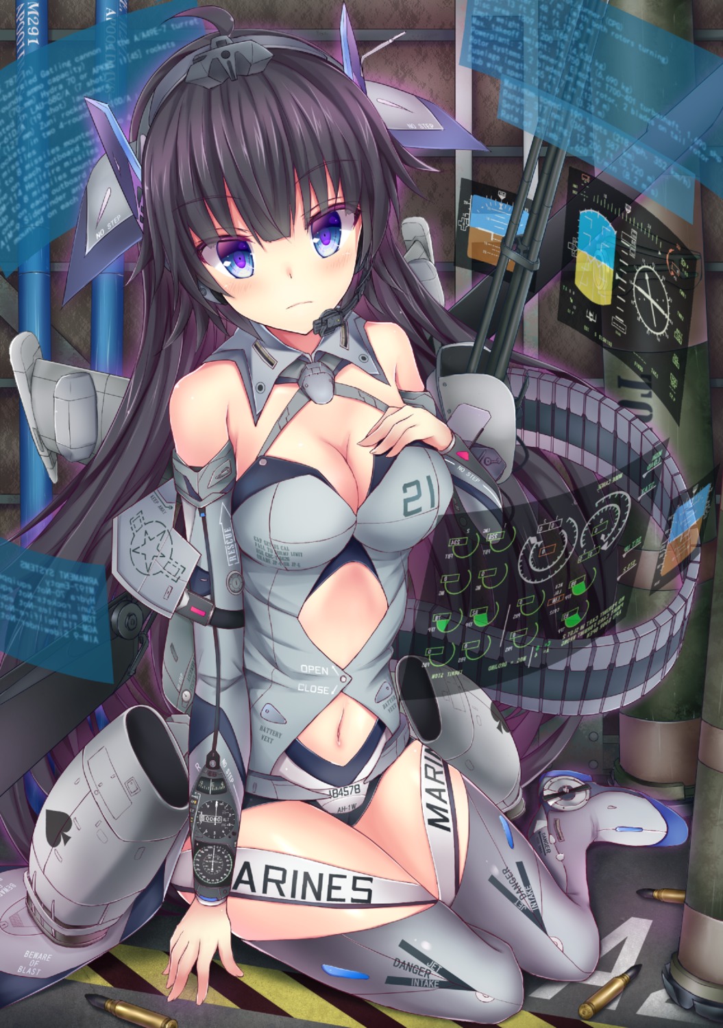 anthropomorphization breast_hold cleavage mecha_musume tfx2 thighhighs