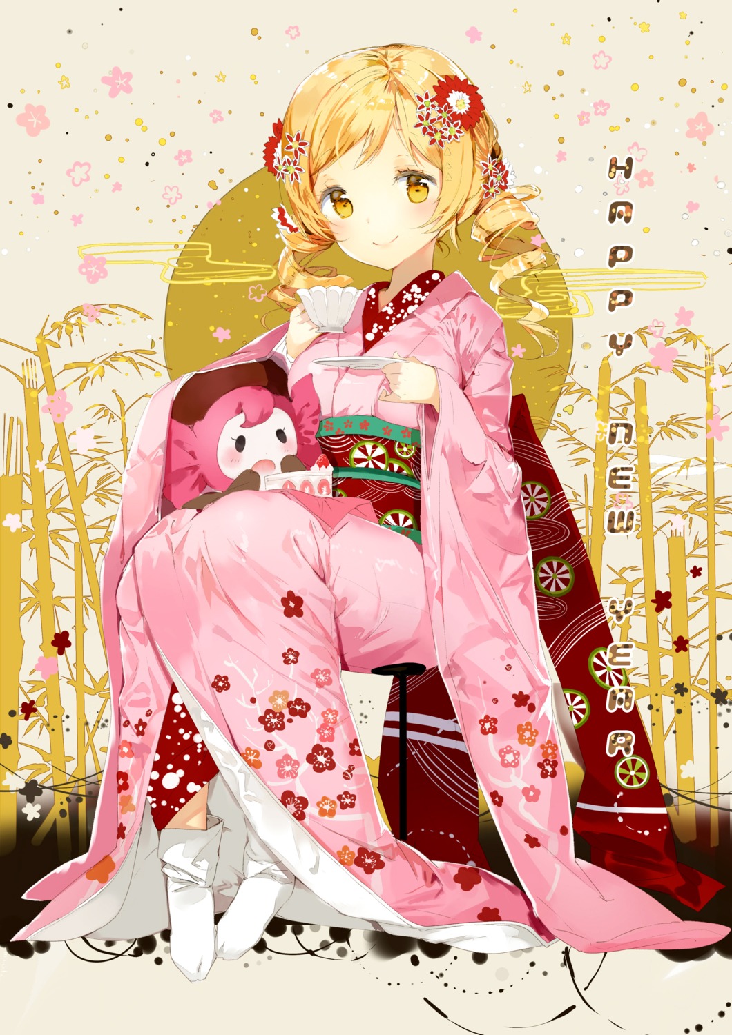 anmi charlotte_(madomagi) kimono mahou_shoujo_madoka_magica tomoe_mami