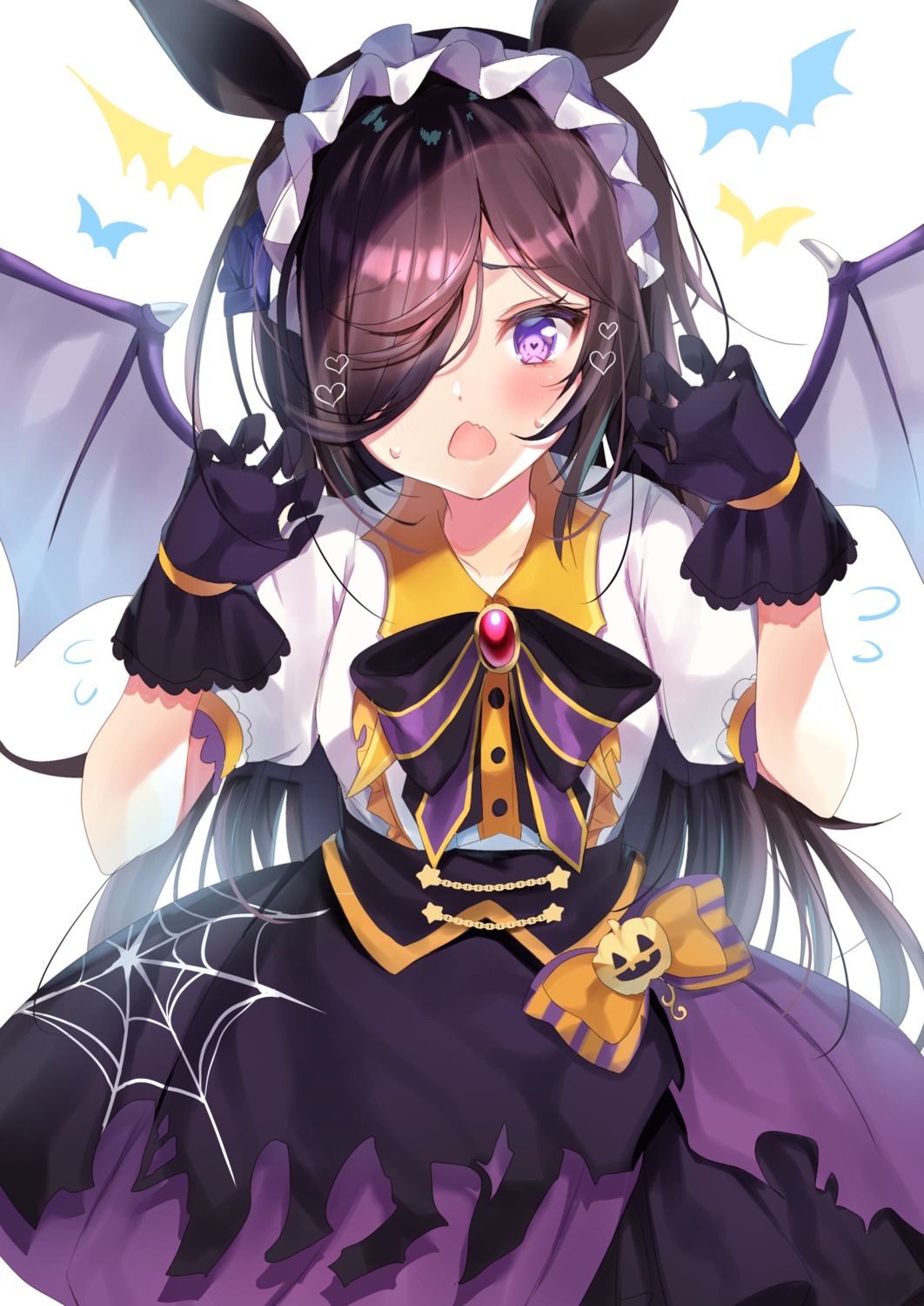 animal_ears halloween nenobi_(nenorium) rice_shower_(umamusume) torn_clothes uma_musume_pretty_derby wings