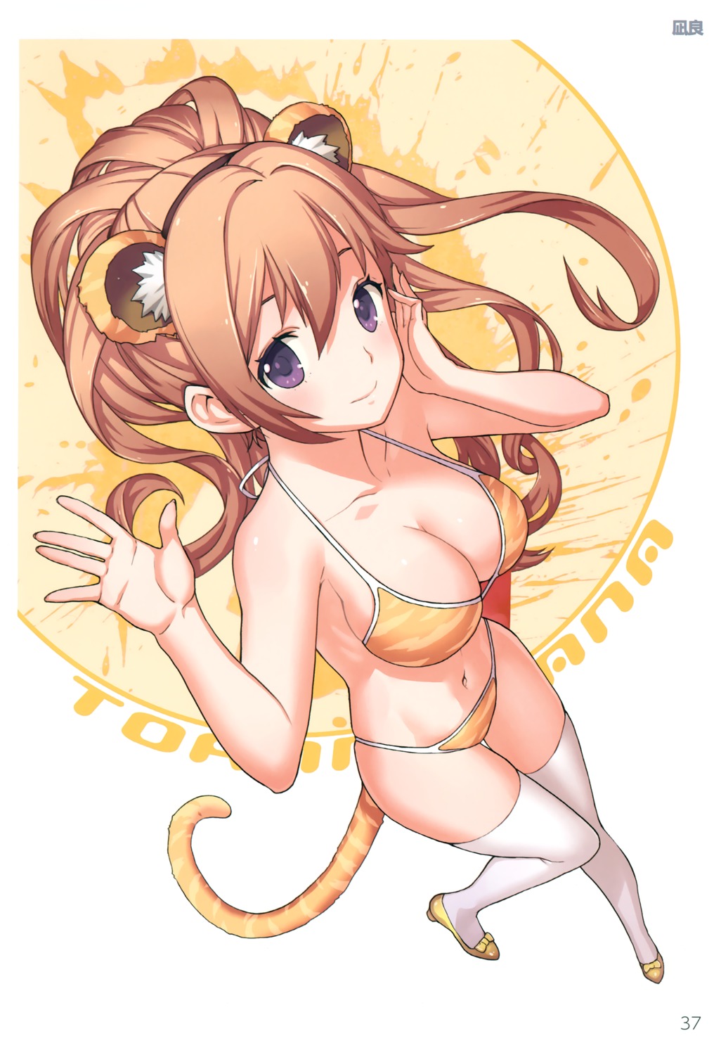 animal_ears bikini cleavage heels nagi_ryou swimsuits tail thighhighs toranoana