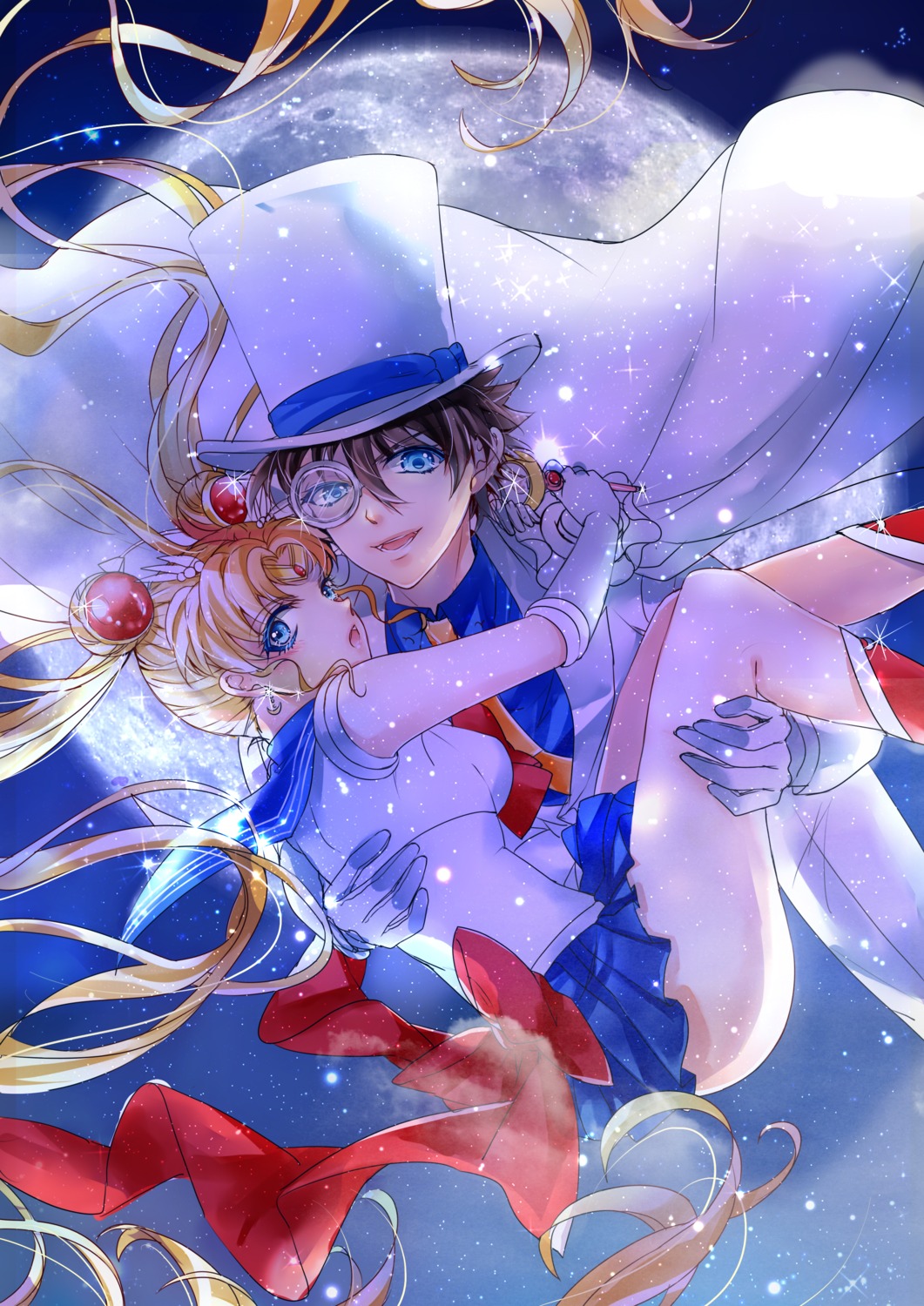 crossover kaitou_kid magic_kaito megane sailor_moon tsukino_usagi tsuna2727 weapon