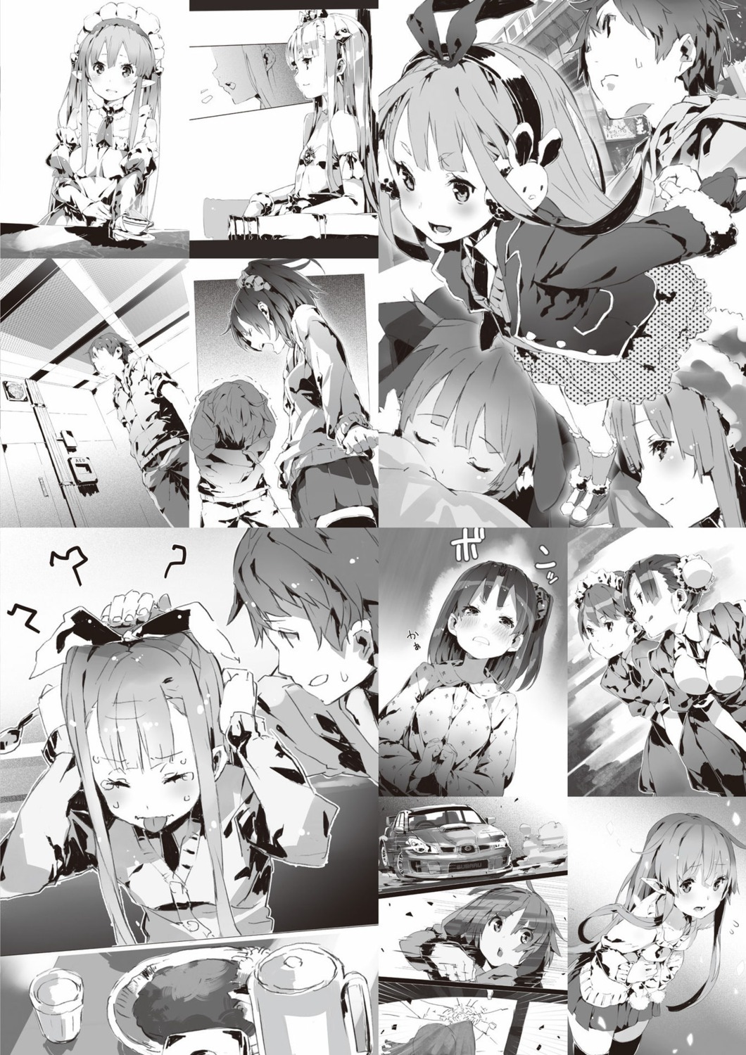 digital_version maid monochrome outbreak_company pointy_ears seifuku sweater thighhighs yuugen