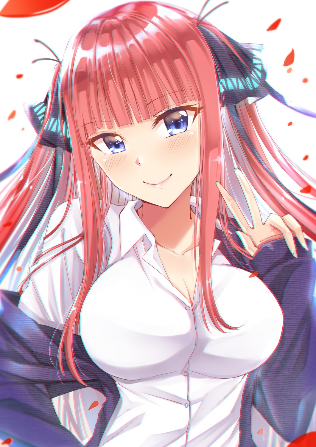 5-toubun_no_hanayome cleavage nakano_nino seifuku tsang_yu_chun