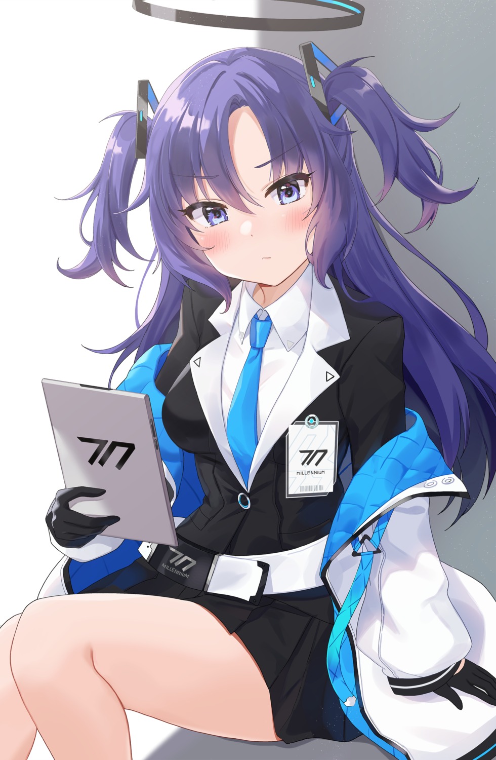 blue_archive halo hayase_yuuka pn_(wnsl216) skirt_lift uniform