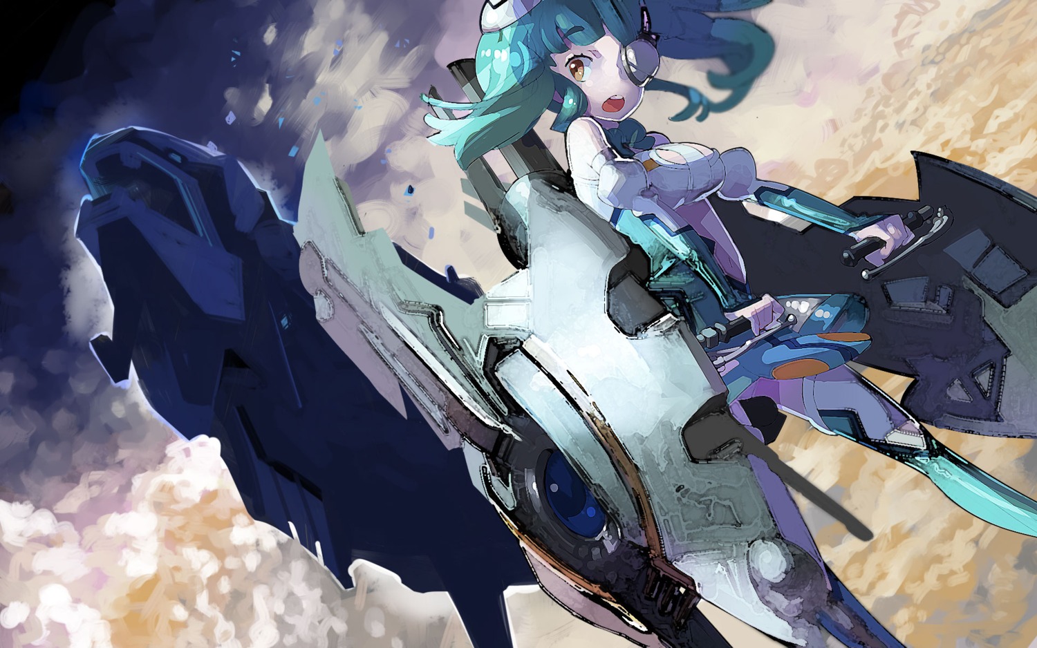 12u eyepatch mecha_musume wallpaper weapon