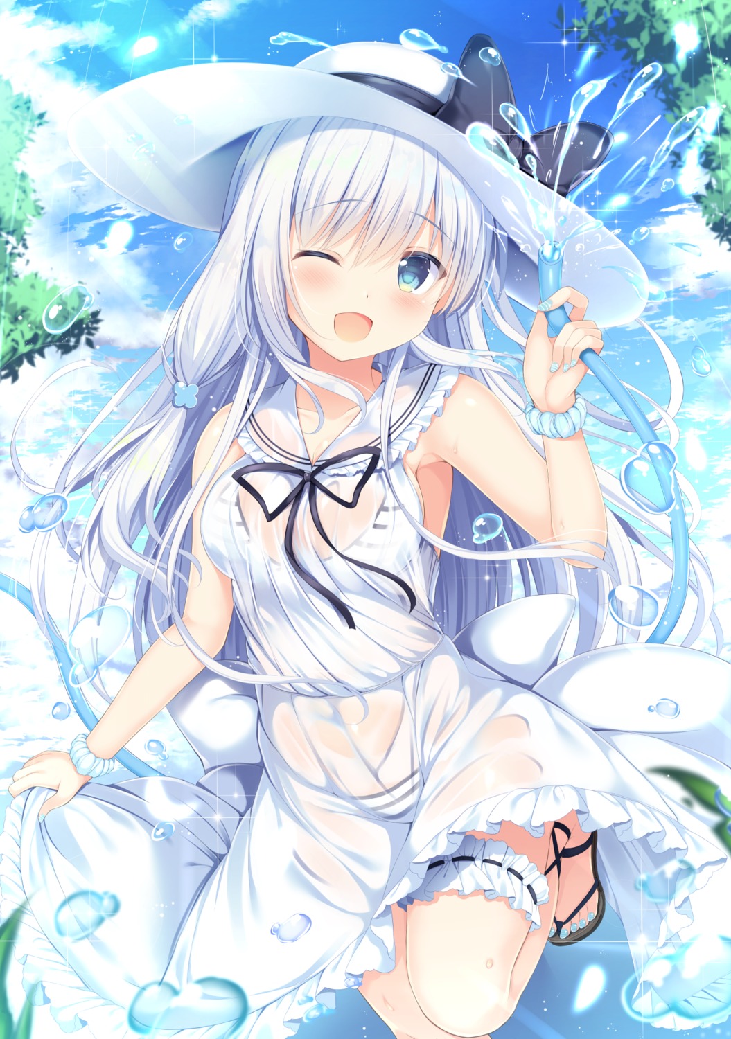 bikini dress garter see_through skirt_lift summer_dress swimsuits tomoo wet_clothes