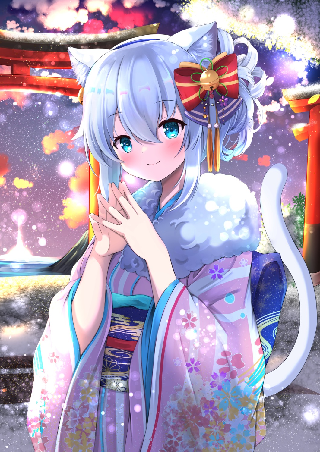 animal_ears kimono nekomimi shibakame tail