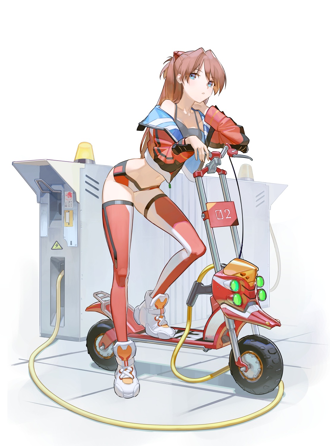 bra hks_(timbougami) neon_genesis_evangelion open_shirt souryuu_asuka_langley thighhighs