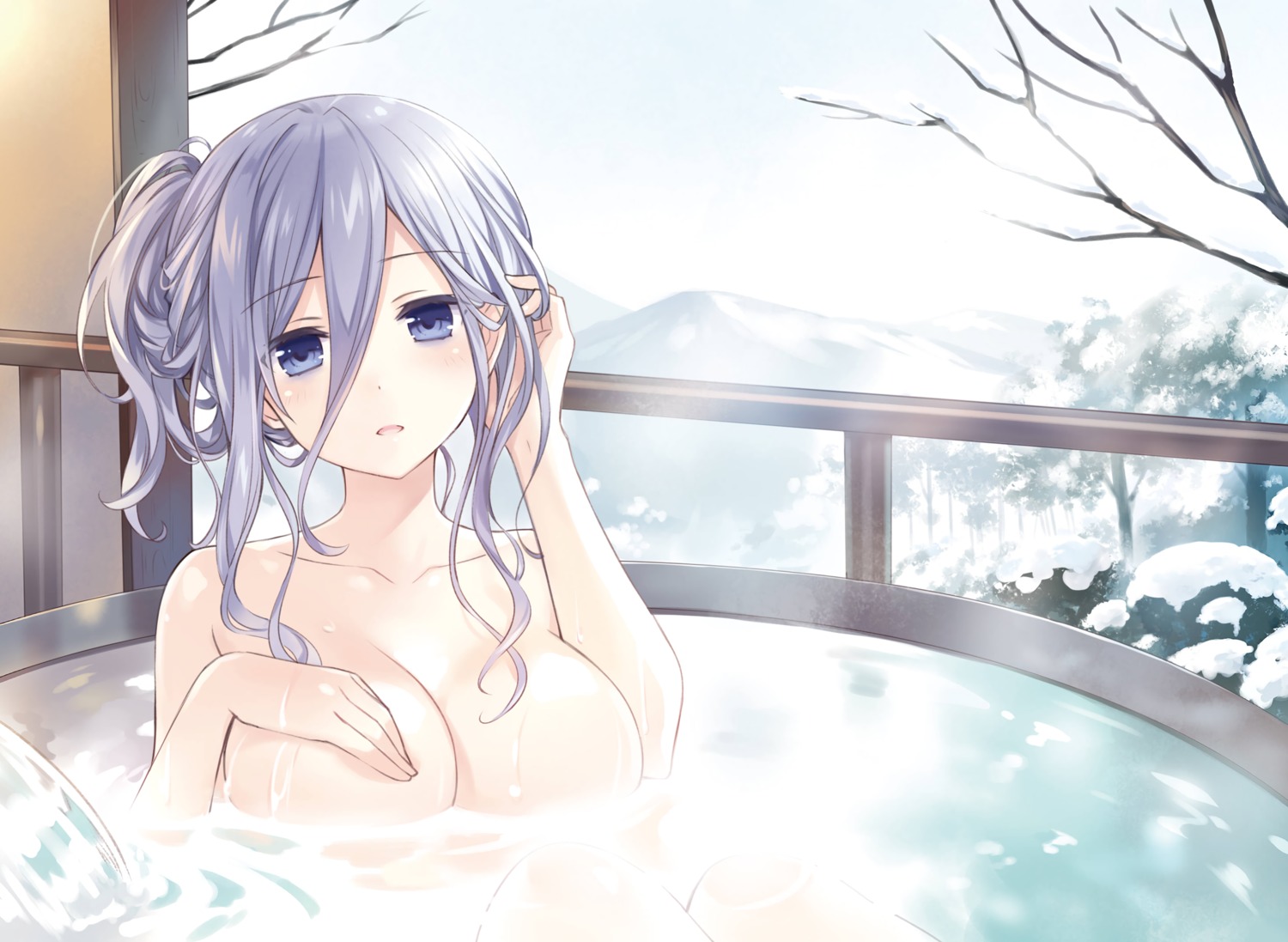 bathing breast_hold date_a_live detexted murasame_reine naked tsunako wet