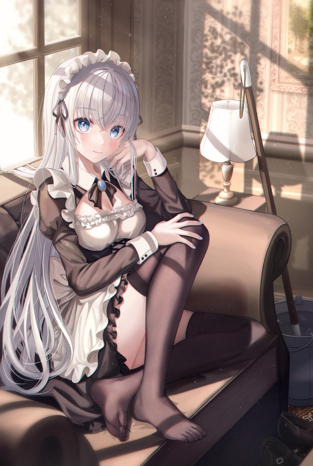 cleavage funii maid skirt_lift thighhighs