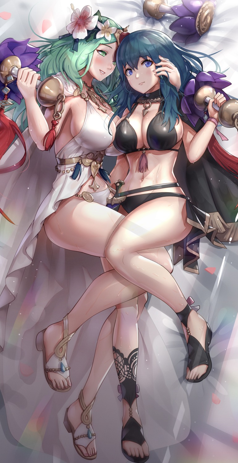 bikini byleth_(fire_emblem) cleavage fire_emblem fire_emblem_three_houses gonzarez rhea_(fire_emblem) swimsuits yuri