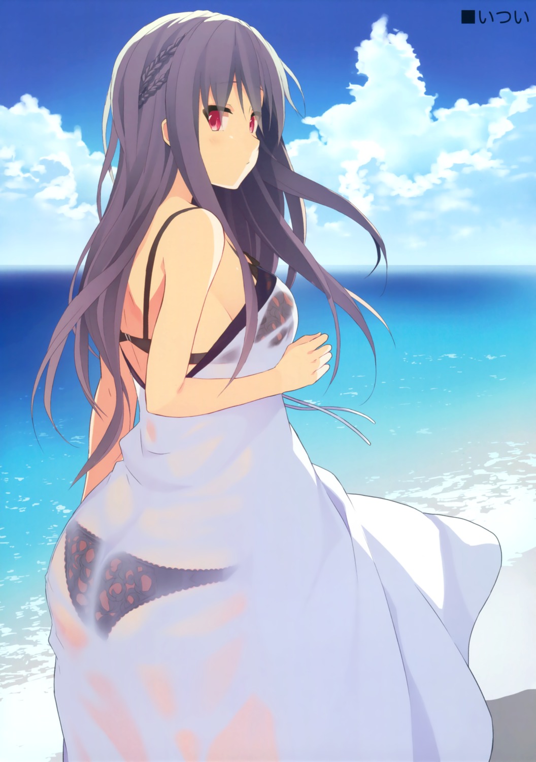 ass bra dress itsui pantsu see_through summer_dress wet_clothes yadapot