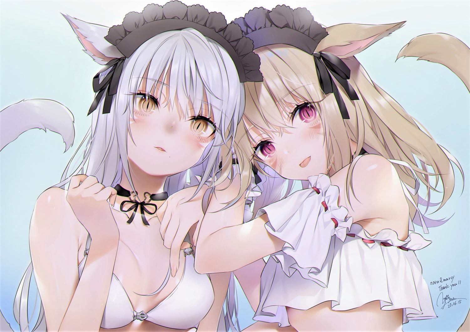 animal_ears bikini_top final_fantasy final_fantasy_xiv miqo'te nekomimi swimsuits tail yana_mori